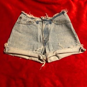 Levi's denim shorts. Light wash, high waisted.